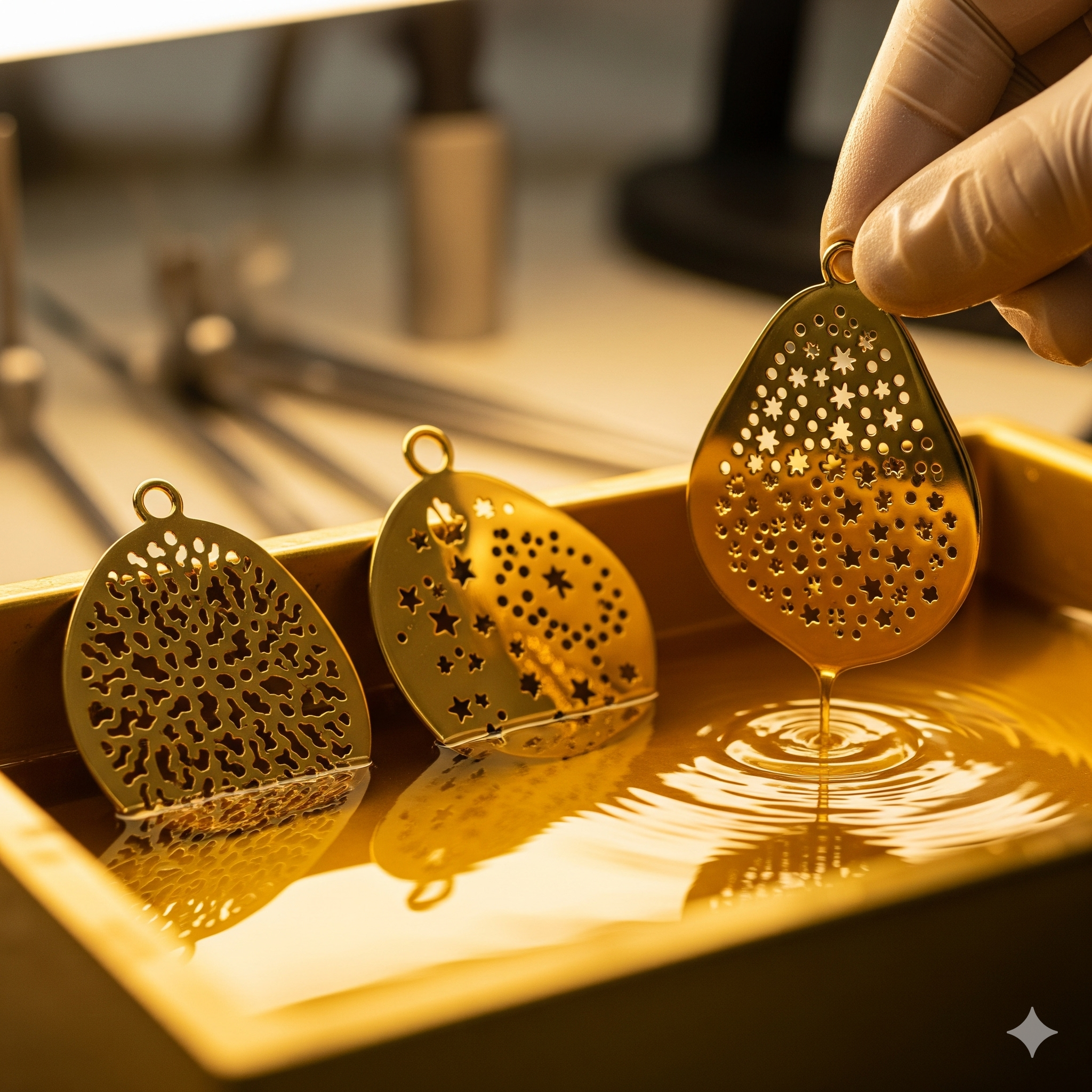 Par de aretes de bronce con baño de oro y diseño único