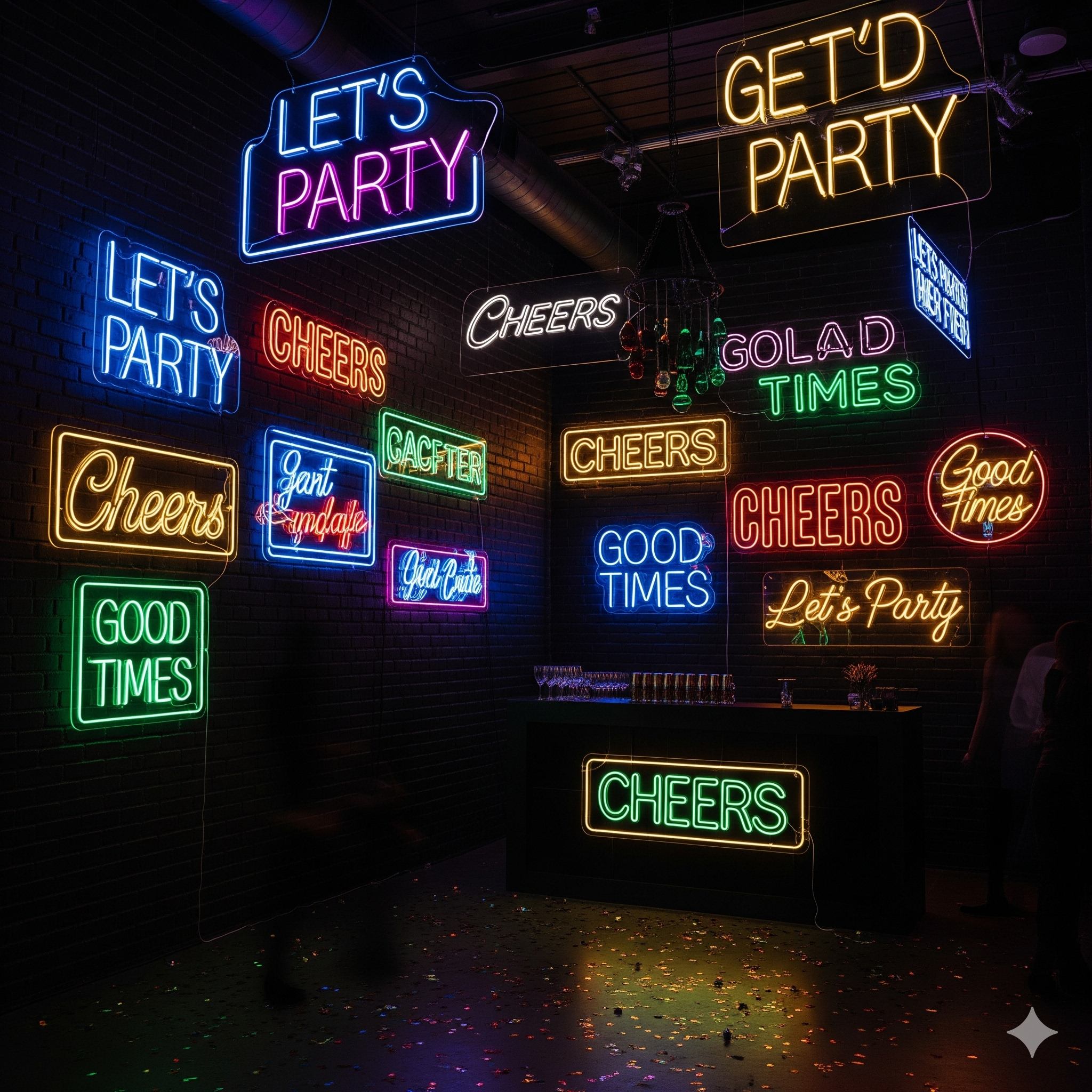 Decoración de neón para una fiesta