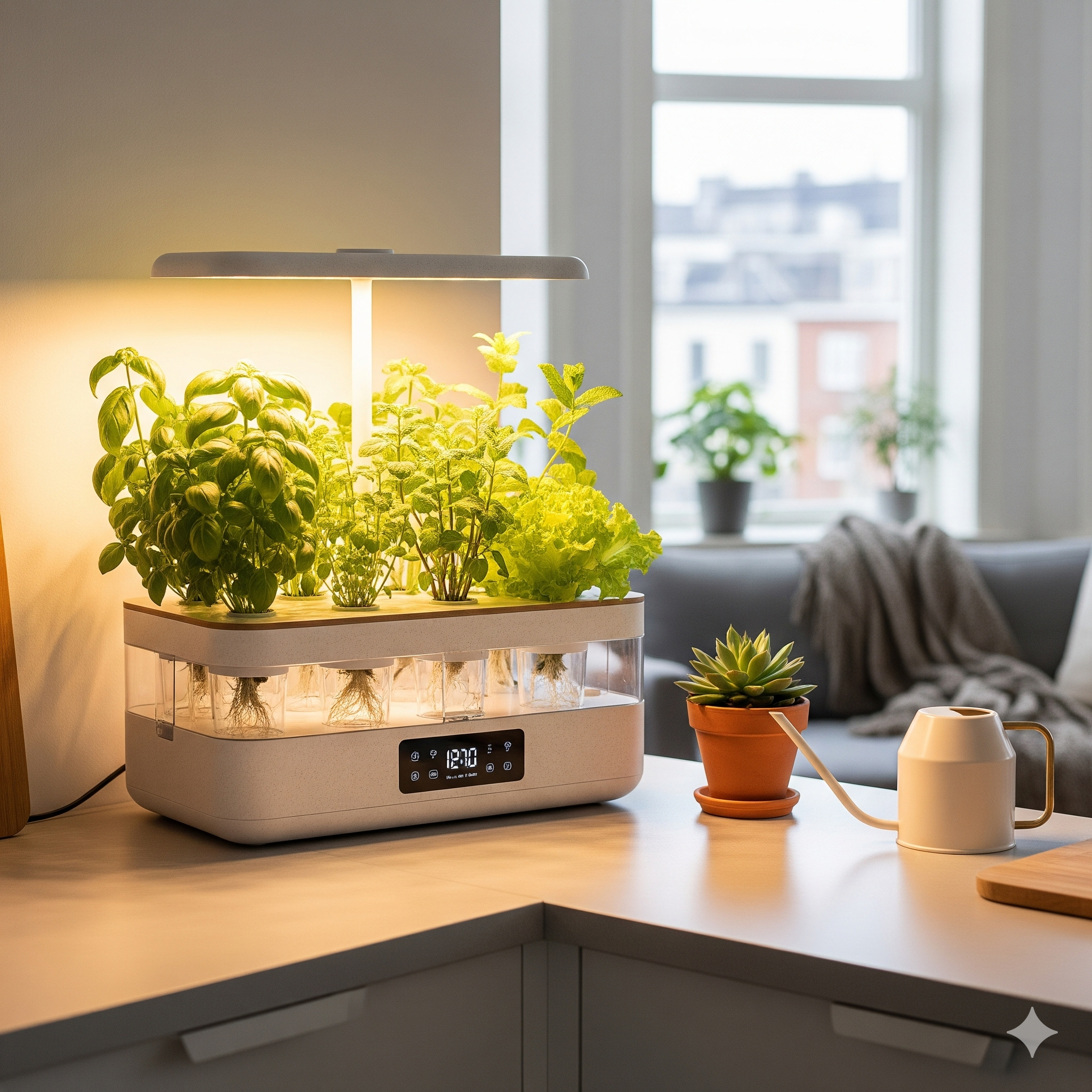 Instalación hidropónica en un hogar