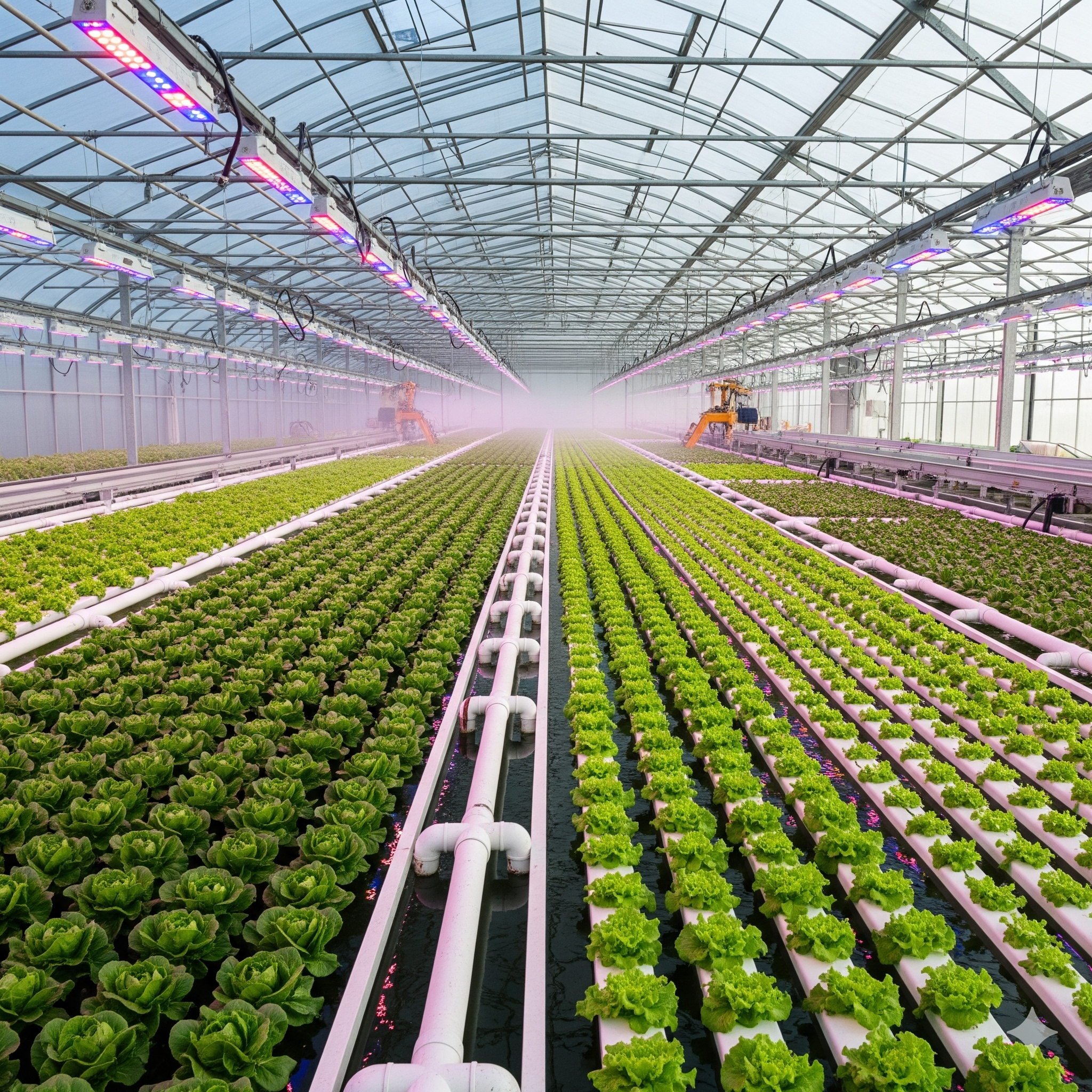 Cultivo hidropónico horizontal de lechugas