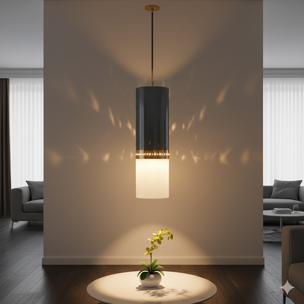 Detalle de un haz de luz en un diseño interior